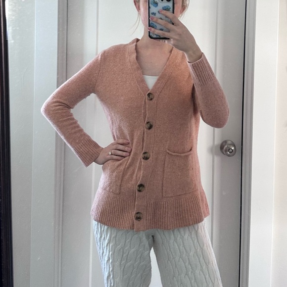 Madewell Donegal Maysfield Cardigan Sweater Peach 100% Merino Wool Size XS - Picture 7 of 8